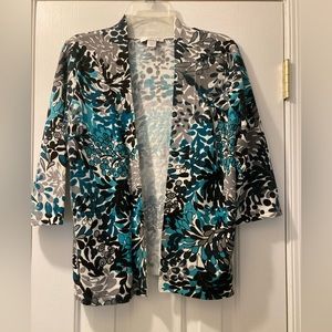 Turquoise, black and cream open lightweight size small sweater